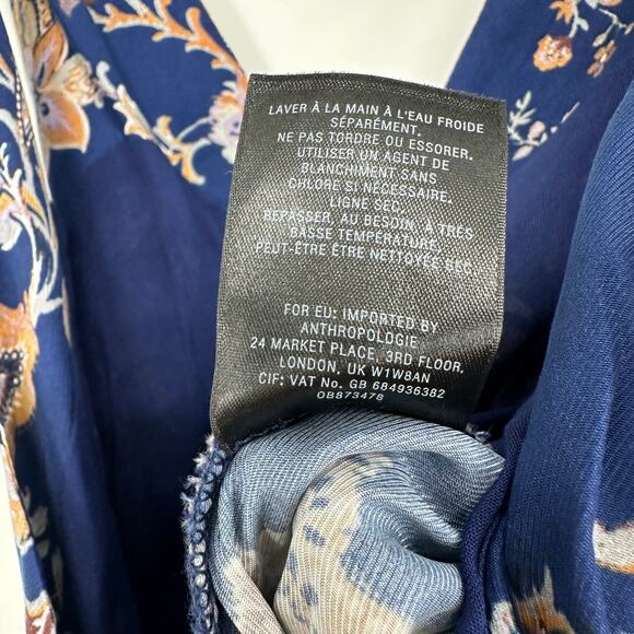 Anthropologie Ett:twa Blue Paisley Belted Wide Leg Womens Jumpsuit Small - Picture 9 of 12